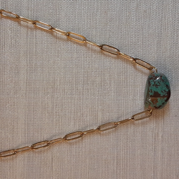 Jewelry - Necklace Bead w Paper  Clip Chain  Gold  Plated. 21 "long.NWOT.